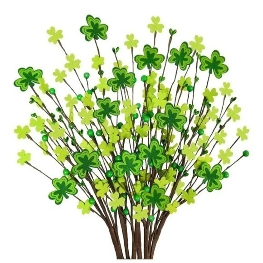 St. Patricks‎ Day Green Clover Pip Berries Floral Pick Stem Spray Branch